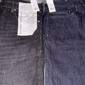 2 pair Banana Republic straight leg jeans new with tags - black/blue pair